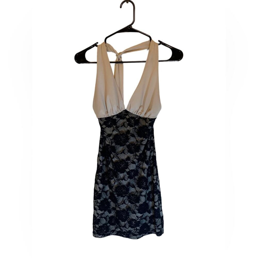 Symphony Cream and Black Lace Mini Dress